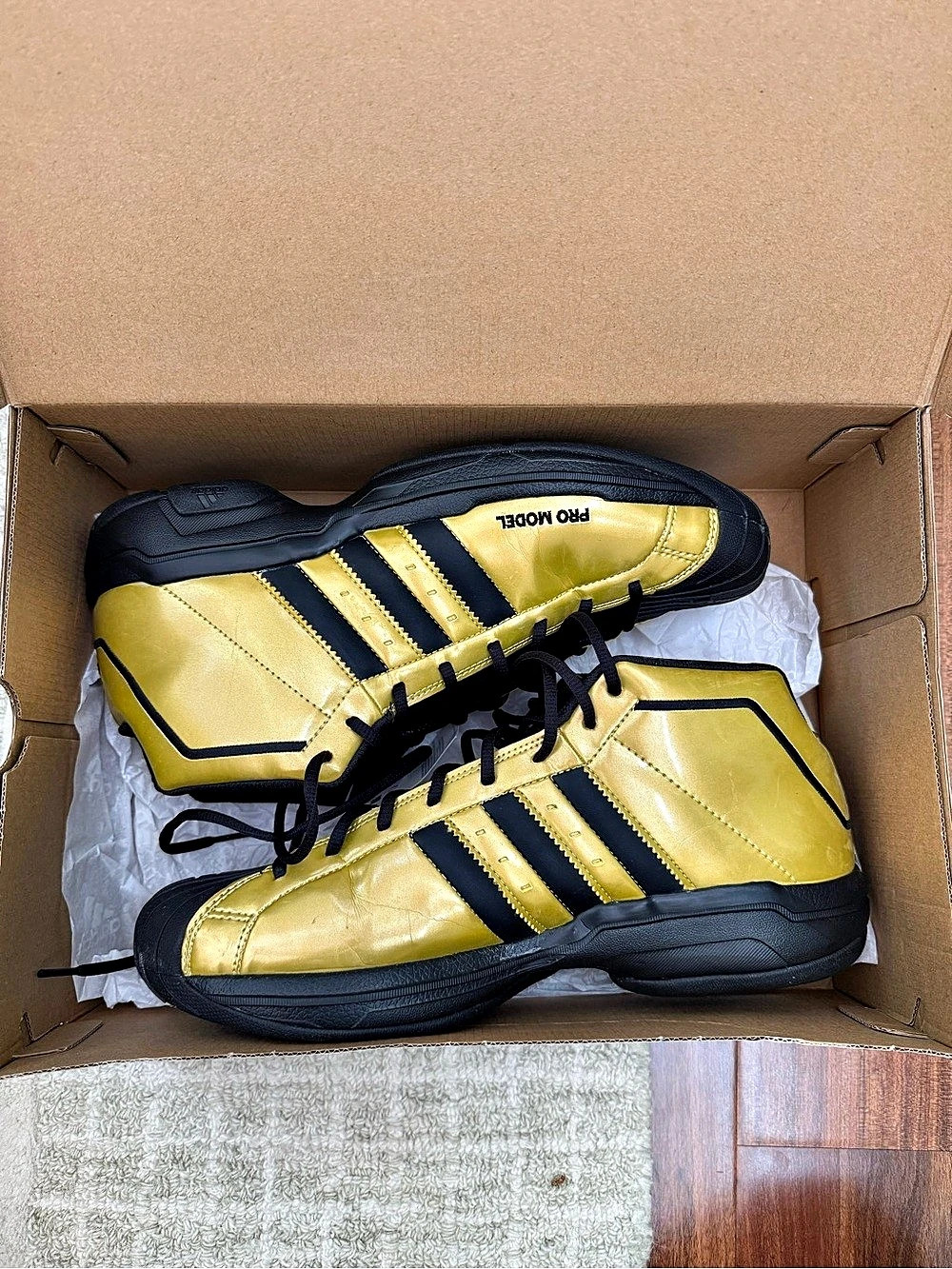 adidas Pro Model 2G Gold Metallic Sneakers Yellow & Black US 13